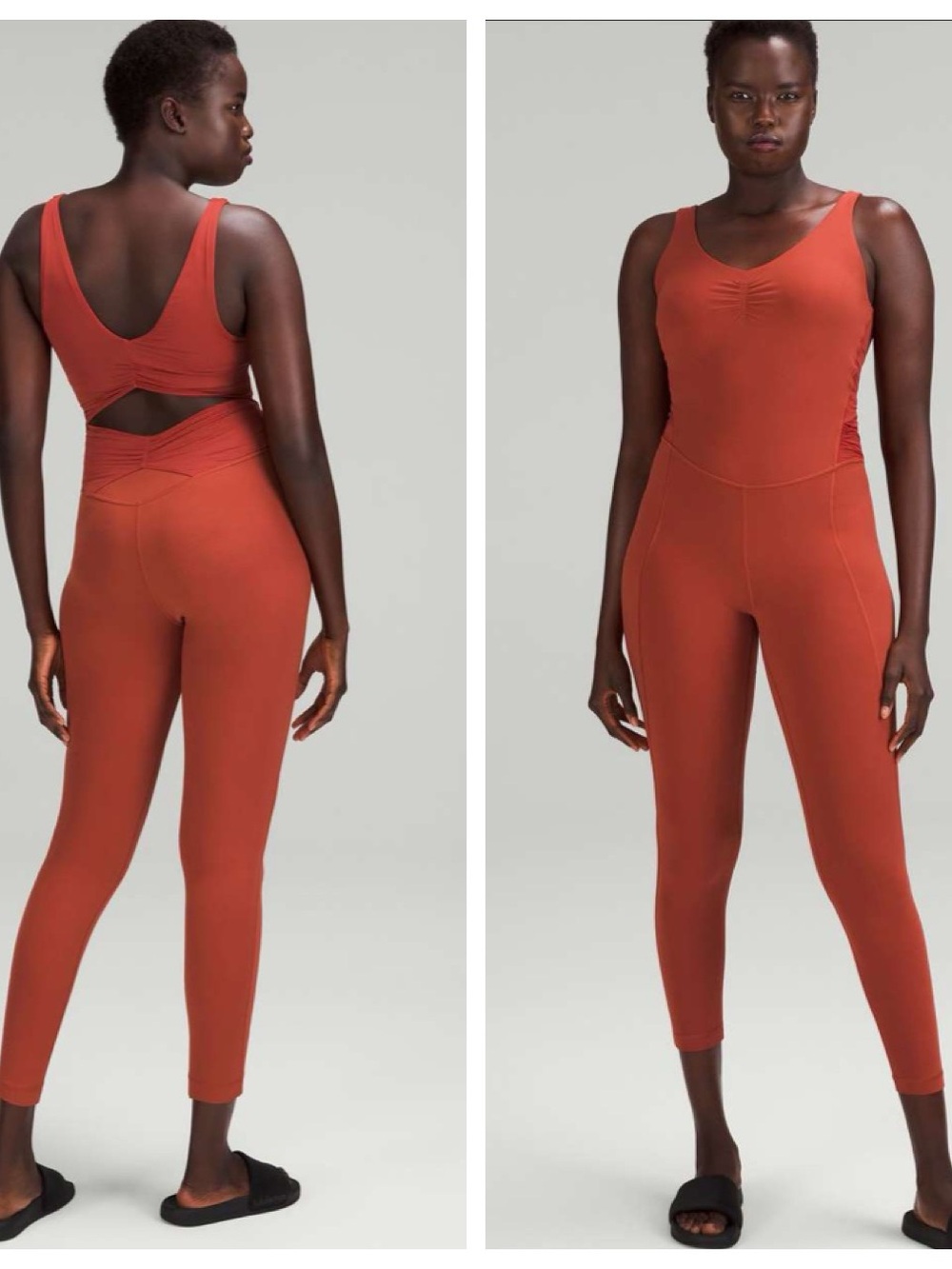 Lululemon Ruched Yoga Bodysuit 25” in Cayenne - size 6